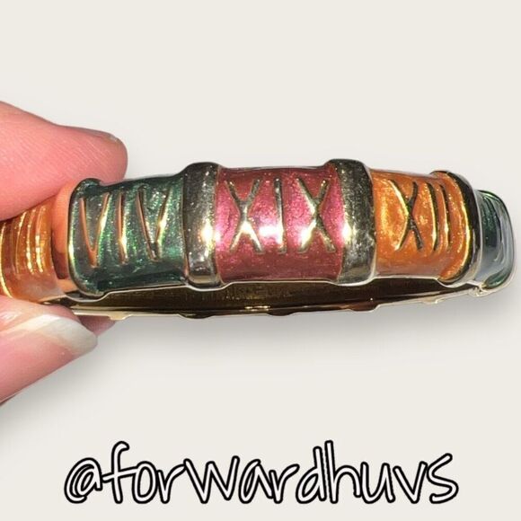 Bundle Sale 3 for $15 | Gold Tone Multi-Colored Sectioned Roman Numeral | Hinge - Picture 1 of 8